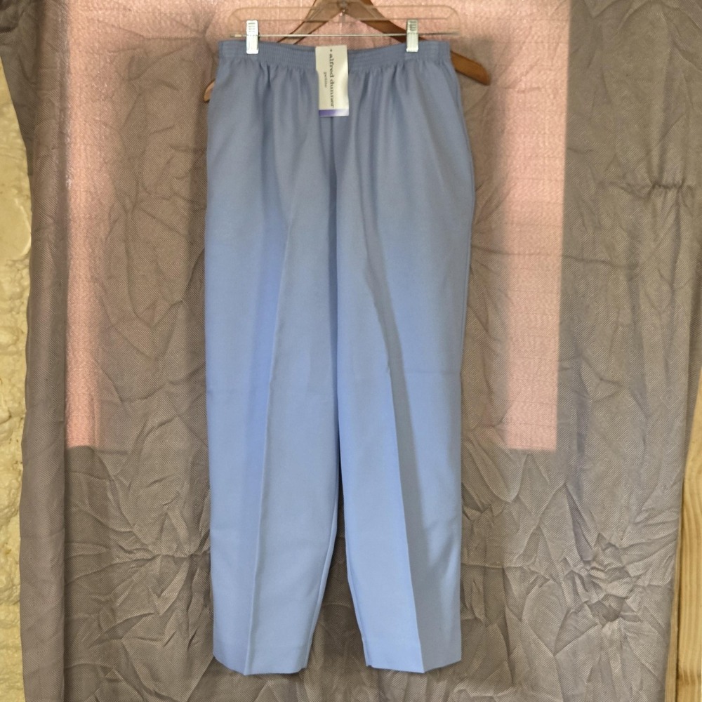 Alfred Dunner Dress Pants Womens 18P Blue Twill Pull On Elastic Waist Pockets